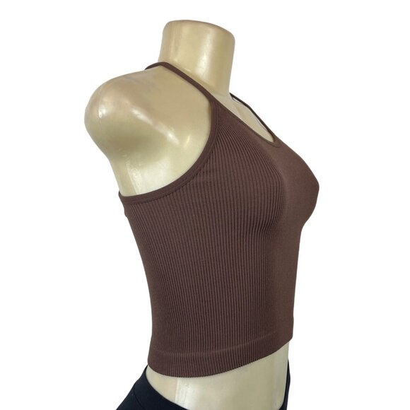 Adodos Ribbed Brown Racerback Tank Top Sz XS/S - Picture 2 of 5
